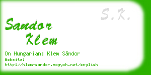 sandor klem business card