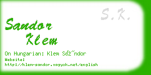 sandor klem business card